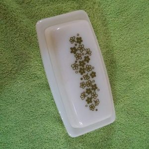 1972 Green Crazy Daisy Pyrex Butter Dish